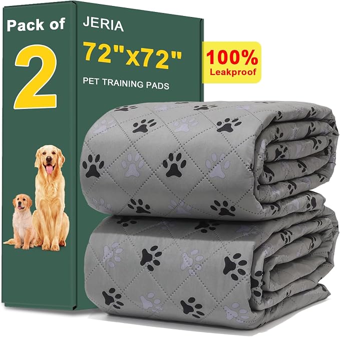 2 Pack 72"x 72" Waterproof Non Slip Wee pad，Reusable Washable Pee Pads for Dogs，Absorbent and Leakproof Training Mats for Potty, Bed, Sofa, Potty Training