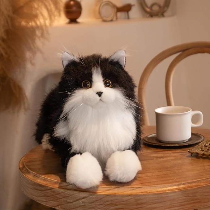 Chongker Stuffed Animals Handmade Realistic Cat Plush Toy Companion for Elderly Adults Women Kids Cat Lover Surprise Gifts for Anniversary Birthday