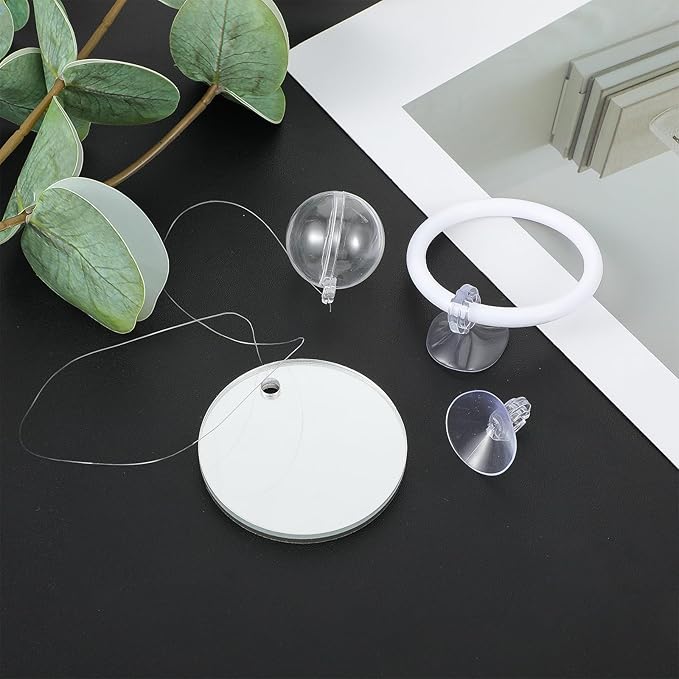 Xthrotsenk 2 Pcs Betta Enrichment Toys Betta Fish Toys Beta Exercise Ring Floating Mirror Set Fish Feeding Ring Bettas Tank Accessories for Aquarium Beta Tank
