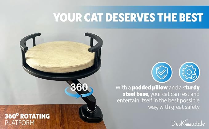Cat Bed with Memory Foam Cushion Eco-Friendly Wood, Washable Non-Slip Covers – Keeps Your Pet Close While You Work – Modern Cat Furniture