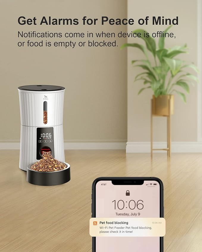WiFi Automatic Cat Feeder - 4L Dry Food Dispenser for Cats and Dogs | App Control, 10 Meals Daily, Dual Power Supply, 10-Second Voice Recorder, with Desiccant Bag