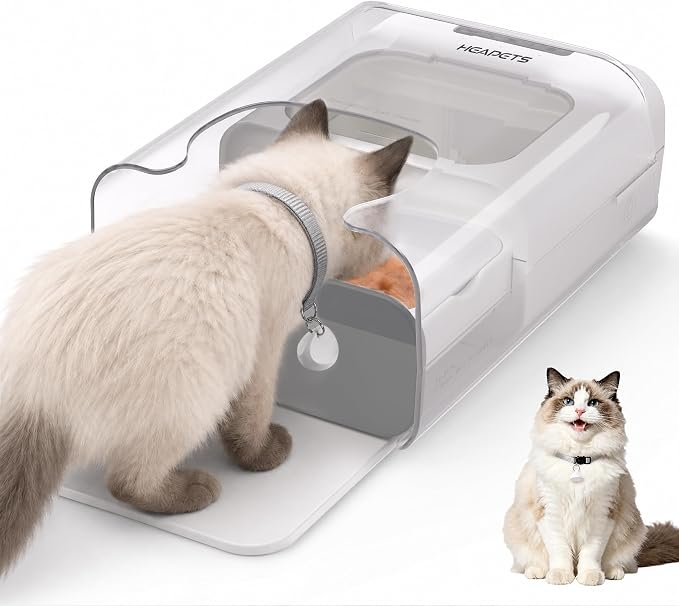 RFID Automatic Cat Feeder with Collar Sensor, Anti-Stealing Food Dispenser with Sealed Lid for Wet Dry Food and Different Diet for Multi-Pet Home, Auto Pet Feeder for Cats & Small Dogs, White