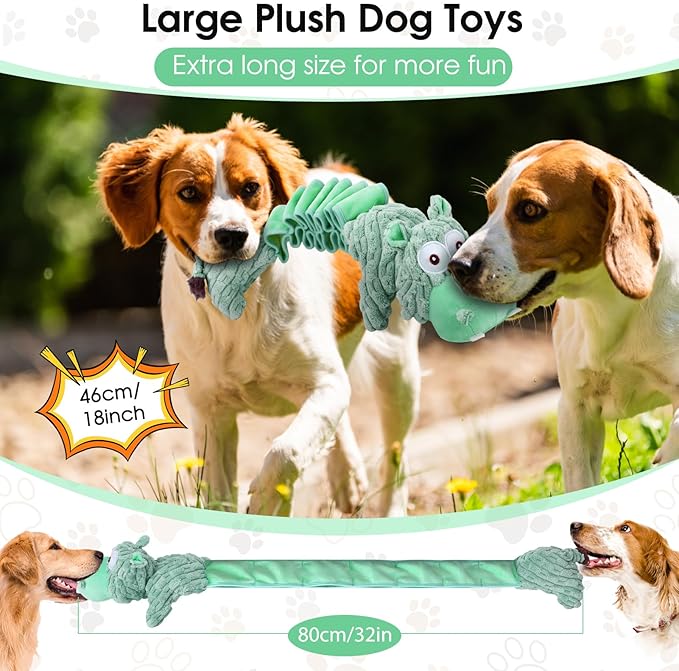 Drmstow Large Squeaky Dog Toys and Interactive Dog Tug-of-War Toy, Tough Plush Dog Toy, Cute Puppy Toys, Pet Chewable Toys Plaything for Small Medium and Large Dogs