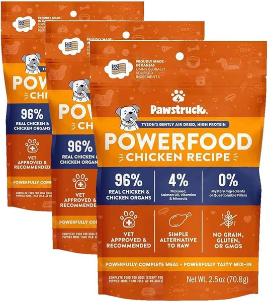 Pawstruck Air Dried Dog Food with Real Chicken, Grain Free, Made in USA, Non-GMO, Vet Recommended, High Protein Limited Ingredient Full-Feed, All Breeds & Ages, 2.5oz Trial Bag (Pack of 3)