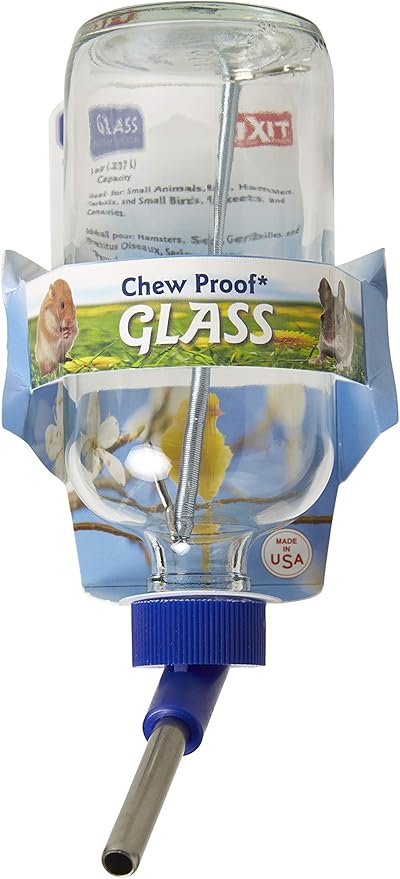 Lixit 30-0370-024 Glass Water Bottle for Birds and Small Animals, 8-Ounce