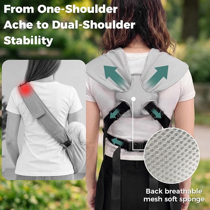 Small Dog Sling Carrier, Hands-Free, Gray, 4-13Lbs | Adjustable Bottom Support Front Backpack with Storage Pocket, Anti-Anxiety Breathable Side Mesh, Reduces Back & Neck Pain