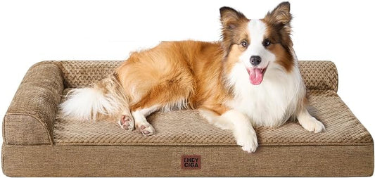 EHEYCIGA XL Dog Bed Memory Foam for Crate, Extra Large Dog Bed Orthopedic with Washable Removable Cover, Waterproof Pet Sofa Couch XLarge Size Dogs, 41x27x6.5, Camel | Washable Removable Cover, Waterproof Flat Pet Sofa Couch with Nonskid Bottom, 41x27x6.5