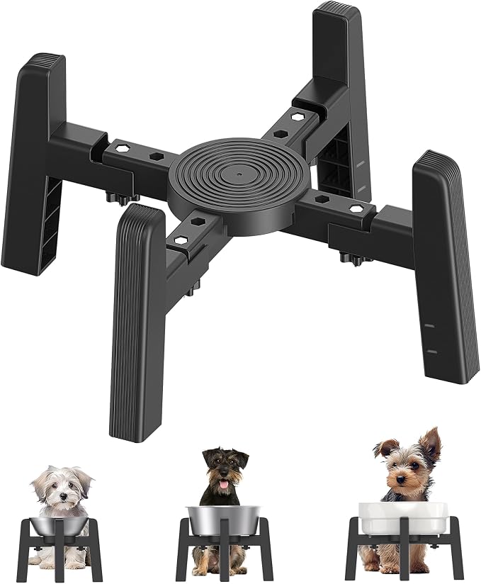 Dog Bowl Stand with Adjustable Width [Stand Only] | Elevated Pet Water & Food Bowl for Medium Dogs, Stable and Anti-Slip Raised Bowl