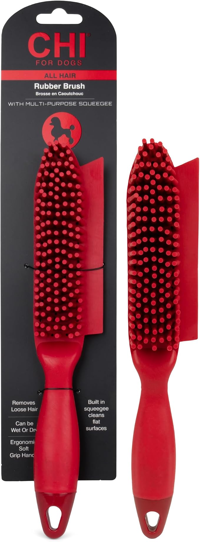 CHI for Dogs Rubber Fur Accumulator Brush, Dog Grooming Tool for Removing Loose Hair and Lint from Coats Furniture Clothing and Car Seats, Flexible Rubber Bristles, Easy Clean Grooming Brush | Flexible rubber bristles, removes loose hair and lint from ...