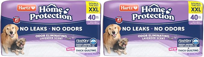 Hartz Home Protection Super Absorbent Odor Eliminating Lavender Scented No Leak Dog Pads, XXL 40 Count (Pack of 2)