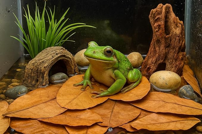 Frog Tank Accesories 100 pcs 3" Leaf Litter for Tree Frogs Indian Almond Catappa Leaves Terrarium Accessories Bioactive Amphibian Habitat Decor