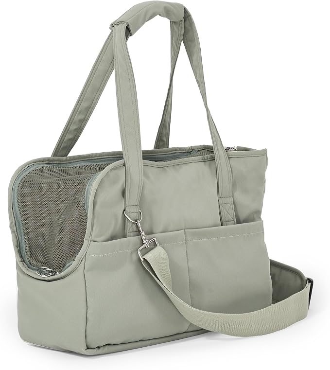 Pet Dog Casual Crossbody Bag, Hands-Free One Shoulder Soft Edged Pet Bag, Fully Open Sunroof Cover with Mesh Window and Large Front Pocket, Pet Carrier Purse for Small Dog Cat（Can Hold 10 Pounds）