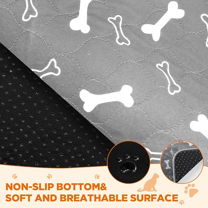 Washable Pee Pad for Dogs, 2 Pack Extra Large Puppy Pads, 72"x72" | Super Absorbent, Waterproof & Leakproof, Non-Slip Bottom, Machine Washable, For Floors, Beds, Couches, Crates, Carpets, Cars