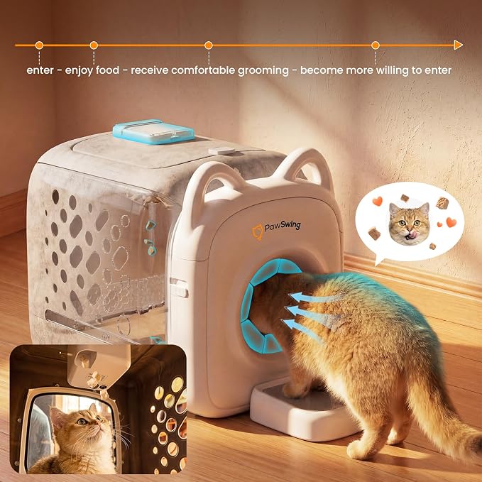 Pro Automatic Cat Self Groomer with 6 Flexible Grooming Brushes