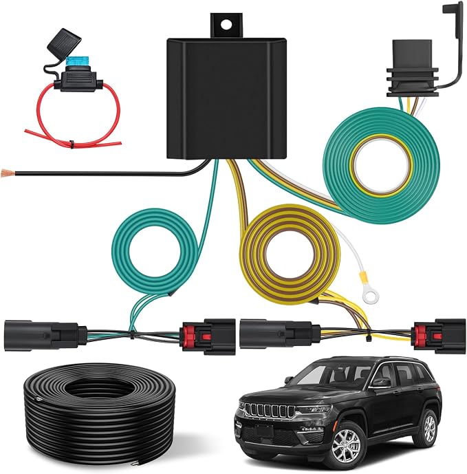 Nilight 4 Pin Trailer Wiring Harness Kit 118847/56473 Simple Fit Hitch | Vehicle Standard 4 Way Connector Custom for 2022 2023 2024 2025 Jeep Grand Cherokee 2021-25 Grand Cherokee L Accessories