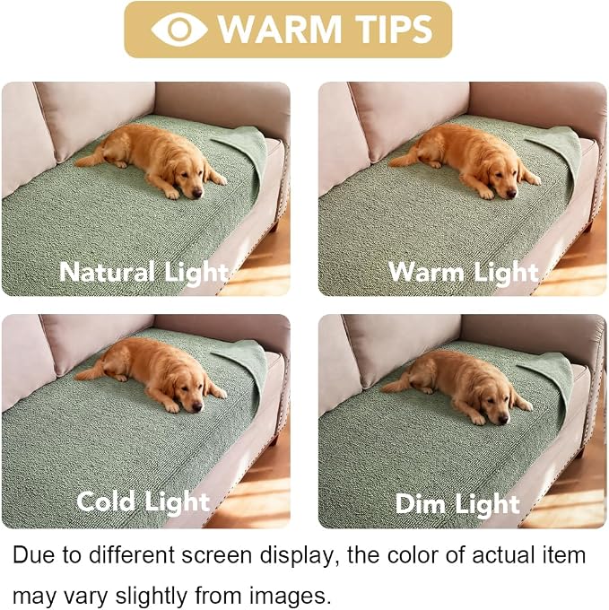 H.VERSAILTEX Non Slip Pet Couch Cover Chenille Dog Bed Protector Thick Soft Sofa Slipcover Pet Friendly Washable Couch Cushion Covers for Pets (30" x 70", Sea Foam)