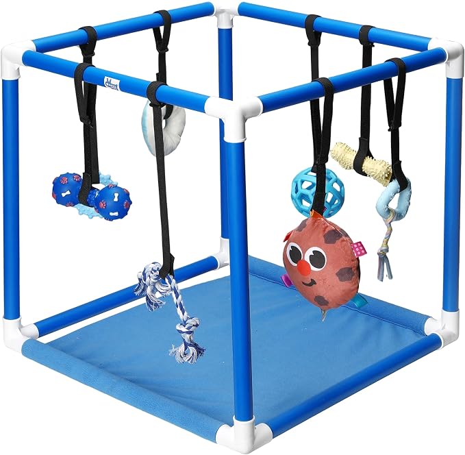 Race&Herd 19.5" Puppy Play Gym — Small Dog Jungle Activity Mat (Ocean) | Dog Play Mat with 8 Bungee Straps, Interactive Puppy Active Toys — Indoor Enrichment Playground Set