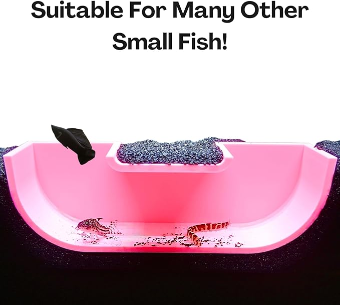 Betta Underground Tunnel Hideout Cave | Aquarium Hide for Small Fish and Shrimp | Viewing Betta Fish Rest Hammock Enrichment Toy | Betta Fish Tank Accessories Decorations Toys Decor (Pink)