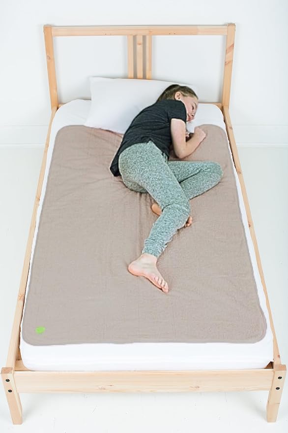 PeapodMats Bedwetting Waterproof Bed Mat, Reusable 3x5 Sand | Washable reusable bed mat for bedwetting, incontinence, kids, adults, pets, and mattress protection.