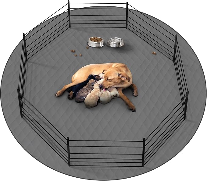 CoolShields Washable Pee Pads for Dogs, 65''Round, Grey, 1 Pack | Ultra-Absorbent, Reusable Waterproof Puppy Training Pad for Crate & Carpet, Fits 32/40/45'' High 8-Panel Playpens.