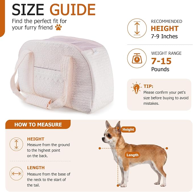 Dog Carrier Tote Bag, Foldable Soft Sided Breathable Mesh Lightweight Travel Handbag with Padded Handles, Lace Decor Portable Pet Purse for Small Puppy Kitten Cat Up to 15 Lbs (Pink)