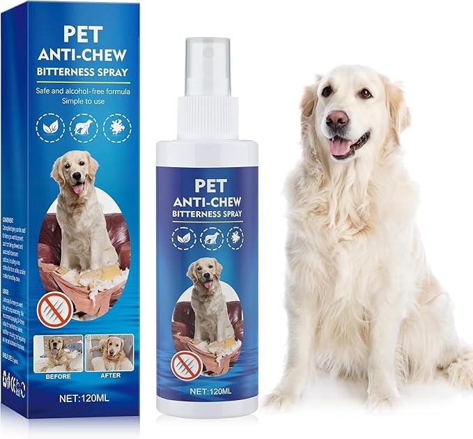 No Chew Spray for Dogs 120ML Bitter Apple, Effective Anti Chew Spray for Dogs, Protects Furniture, Belongings & Prevents Wound Irritation, Indoor & Outdoor Use, No Alcohol & Trace
