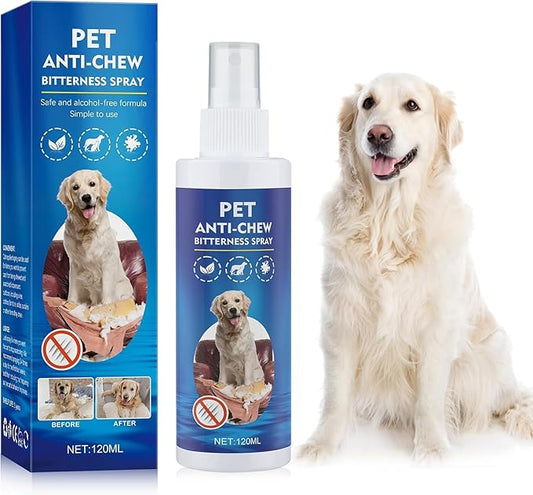 No Chew Spray for Dogs 120ML Bitter Apple, Effective Anti Chew Spray for Dogs, Protects Furniture, Belongings & Prevents Wound Irritation, Indoor & Outdoor Use, No Alcohol & Trace