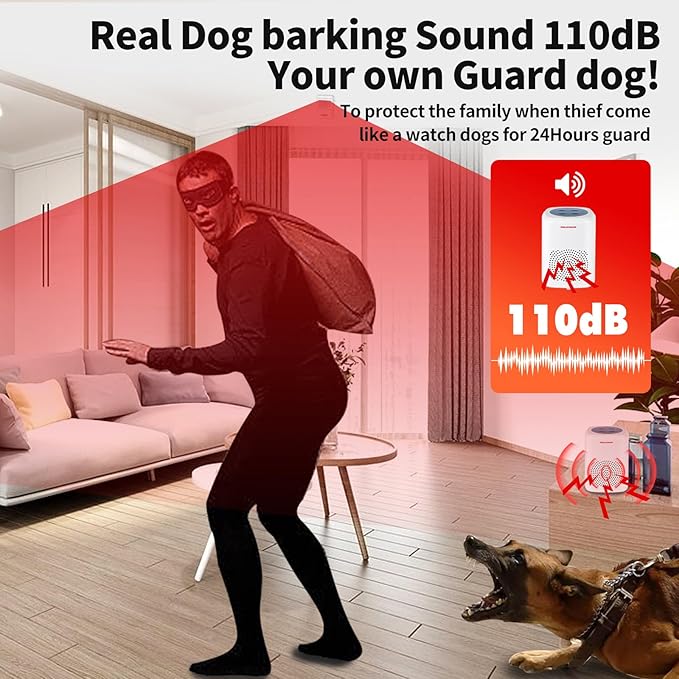 S SELDORAUK Motion Sensor Door Chime, Dog Barking Alarm Doorbell Guard Wireless Infrared Detect Alert for Home Security Reminder Entry Rang 1000ft 110dB 4 Volume Level (1Receiver+1Detector+1Remote)