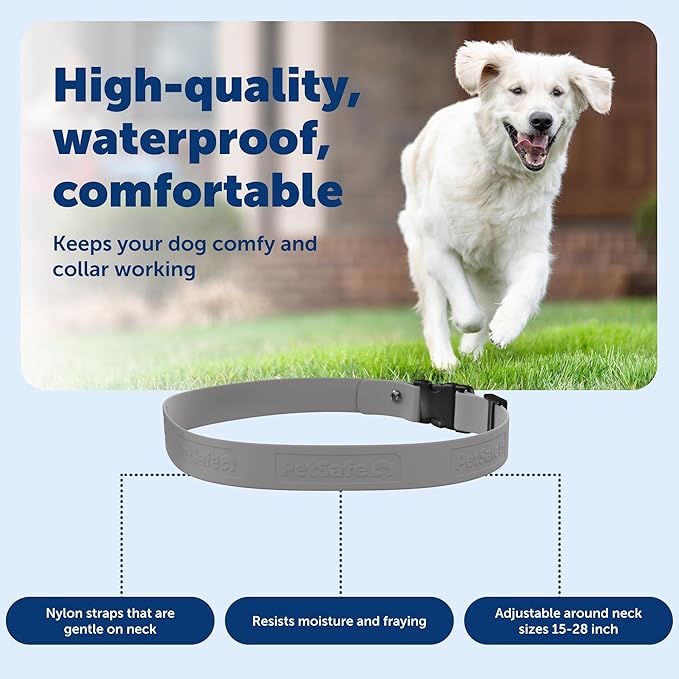 PetSafe Replacement Strap for Guardian GPS + Tracking Dog Fence Collar & Guardian GPS Dog Fence Collar - Soft Touch Material - Waterproof Material - Adjustable - Durable Design - Grey