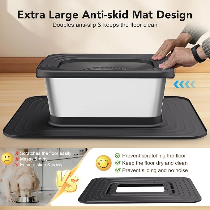 Decflow 10L Stainless Steel Dog Water Bowl, No Spill Anti-Splash Bowls | Slow Drinking for Messy Drinkers, XXl Anti-Skid Silicone Mat,Heavy Duty Pet Bowls for Indoor/Outdoor Use