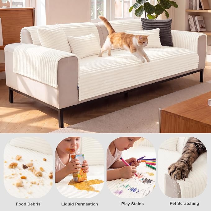 FUANGUI 2 Pack Waterproof Couch Cover for Dogs for Sectional Sofa | Washable Pet Couch Covers for Pets, Non Slip 2 PCS L Shaped Sofa Slipcover, Sofa Covers for 3 Cushion Couch Sofa Pet Friendly