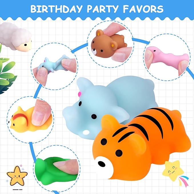 POKONBOY 30 Pcs Squishies Mochi Toys, Mini Kawaii Squishy Forest Animals Squeeze Stress Relief Toys Easter Basket Stuffers Christmas Birthday for Kids