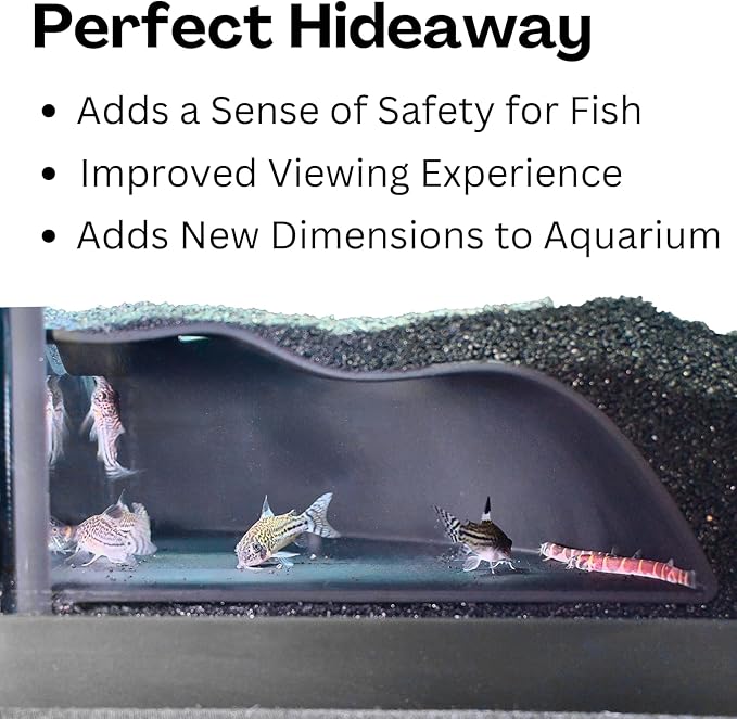 Lucky Critter Aquarium Underground Corner Cave Natural Curve | Viewing Fish & Shrimp Under Gravel Tunnel | Fish Tank Decor Decoration Hideout Perfect for Corydora Catfish, Kuhli Loach, Pleco