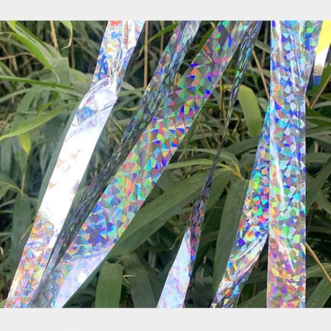 Bird Scare Ribbon Double Sided Holographic Reflective Ribbon Tape to Keep Away Woodpecker, Pigeon, Hawks, Grackles Bird (2 Pack, 0.9in x 260ft)