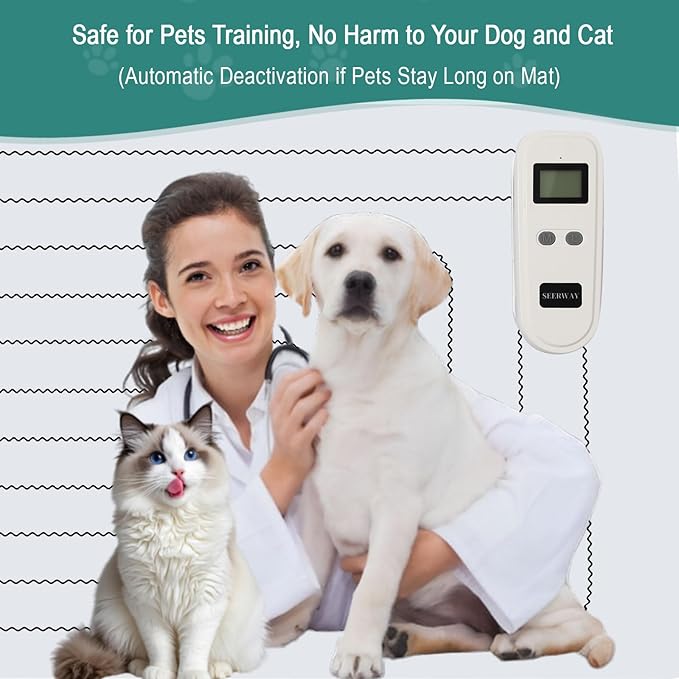 SEERWAY Rechargeable Pet Training Mat 22"x14" - Electric Shock Pad with 3 Modes & Adjustable Intensity to Keep Dogs & Cats Off Furniture, Beds & Counters