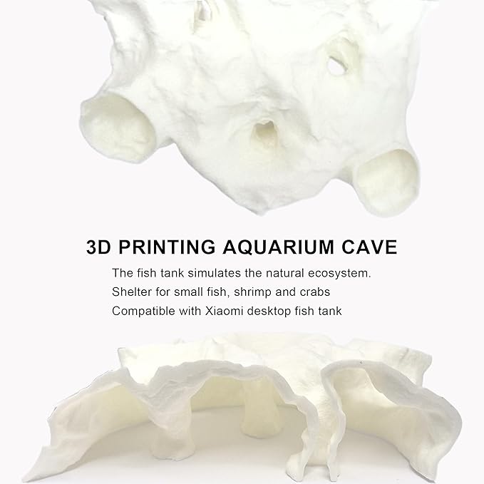 LIYAOLI Aquarium Ornaments Cave Tunnel with Viewing Ports | Fish Tank Decoration Hideout for Pleco, Shrimp & Corydoras | Substrate-Friendly Design & Sinking Base (S - White)