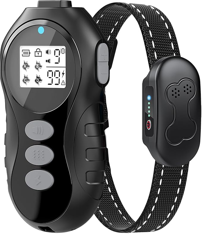 Dog Shock Collar with Remote Control for Dogs 10–120lbs, IPX7 Waterproof Dog Training Collar with Security Lock, 4 Safe Training Modes, Rechargeable Long Battery Life for Small Medium Large Dogs Grey