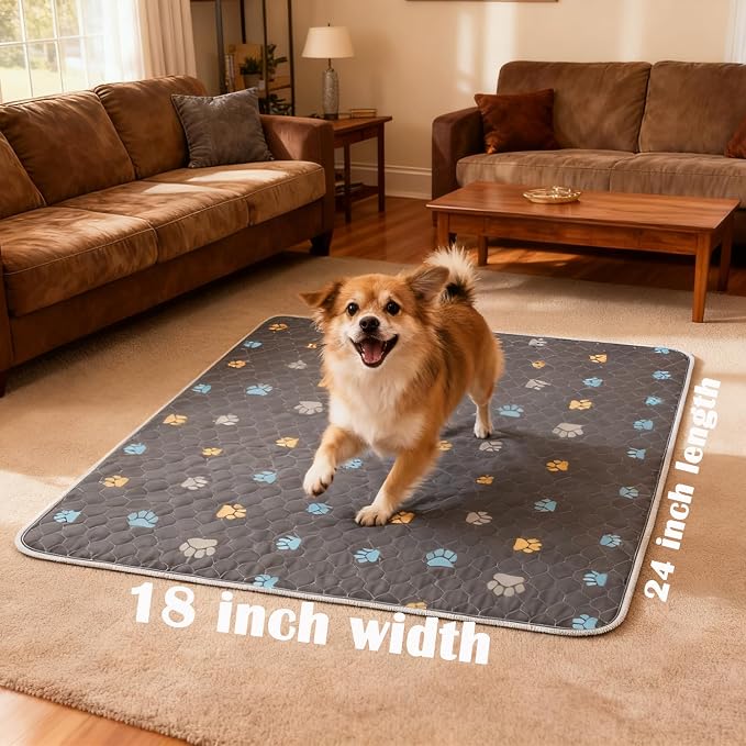 Aitmexcn Washable Pee Pads for Dogs, 2 Pack Reusable Puppy Training Pads, Heavy Absorbency, Leak-Resistant Non-Slip Mats for Crates, Carriers and Small Dogs (18"x24")
