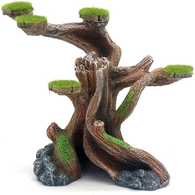 relaqcc Reptile Decor Aquarium Decorations Artificial Moss Resin Fish Tank Rocks Simulation Hollow Tree Leopard Gecko Trunk Accessories Aquarium View(Small)