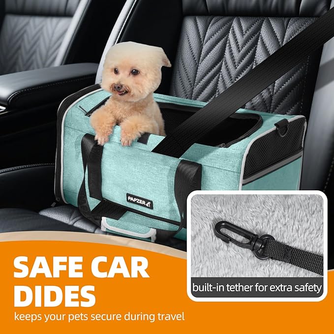 Cat Carrier for Travel, Soft-Sided, Top Loading, Privacy Curtain, to 20 lbs | Medium Pet Carry Bag Anxious Cat, Vet Visits Car Transport, Luggage Sleeve Suitcase Attachable Small Puppy Crate Kennel Teal