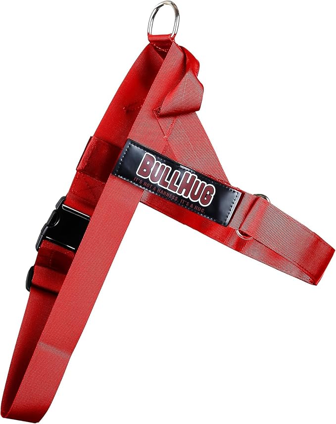 Adjustable Dog Harness– No Pull, No Choke – for English Bulldogs, French Bulldogs, Pugs & Broad-Chested Breeds – Easy, Safe Walks (Bright RED, Medium)