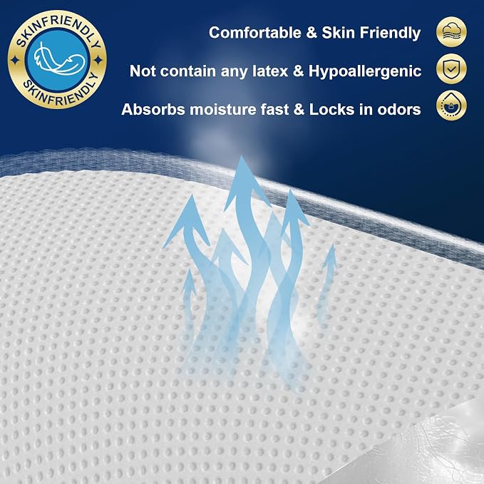 AAY Disposable Bed Pads 36" x 36" (50 Count) , Extra Large Heavy Duty Incontinence Underpads, Super Absorbent 3XL Chucks Pee Pads for Adults, Kids, Pets, Puppy Training (Adhesive Strips)