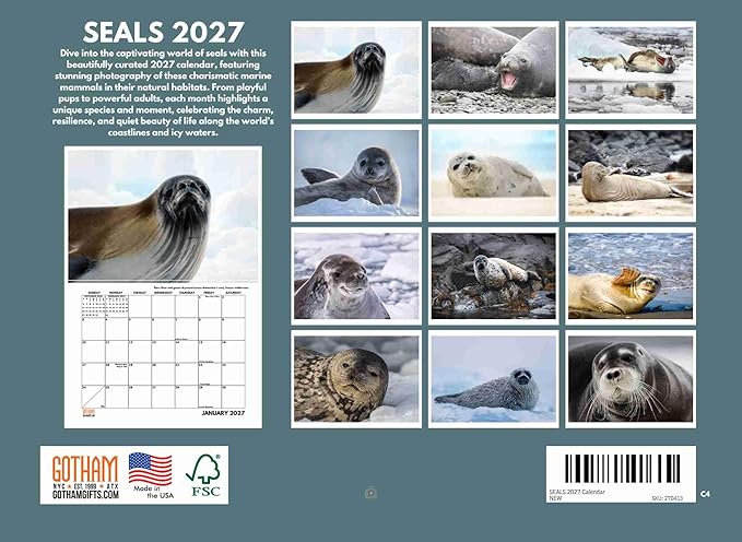 Seal Calendar 2027 Monthly Wall Calender 12 Month