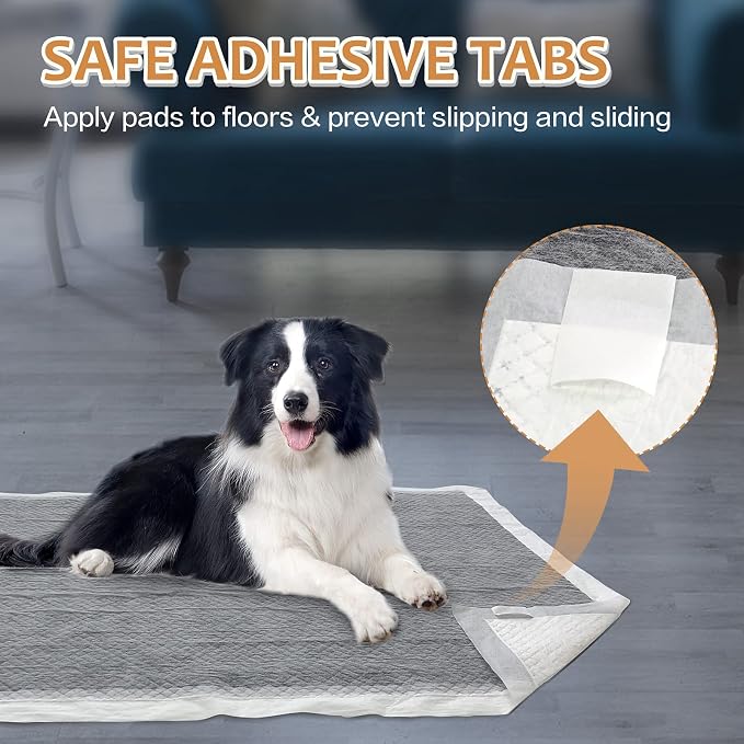 Charcoal Dog Pee Pads Extra Large 28" x 34", Puppy Pee Pads 40 Count, Potty Pads for Dogs with Adhesive Tape for Odor-Control & Leakproof, Disposable Pet Pads for Puppies, Dogs & Cats