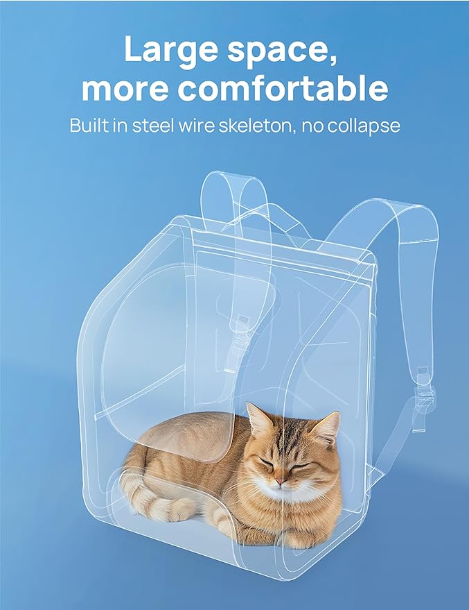 Pecute Cat Backpack Carrier,Large Space Cat Bubble Backpack,Ergonomic,Gray | Expandable,Sunshade Curtain,Transparent Window,Safety Rope,Sturdy,Large Mesh on Both Sides for Breathability,for Outdoor,Vet