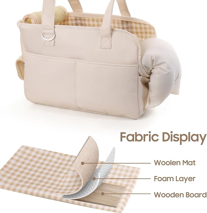 JourCraf Dog Purse Carrier for Small Dogs & Puppies Up 12 Lbs, Soft Cotton Tote Pet Shoulder Bag with Pockets, Foldable & Washable Breathable Puppy Carrier for Yorkie, Chihuahua & Cats - Beige