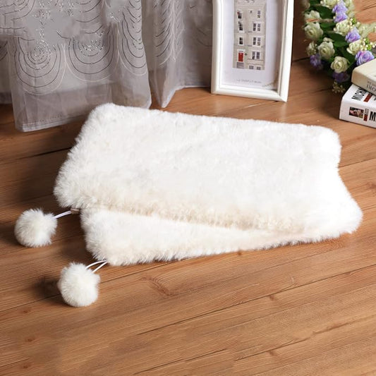 SHENGOCASE 2-Pack 12" x 22" Faux Rabbit Fur Pet Bed Mats, Non-Shedding and Non-Deforrable