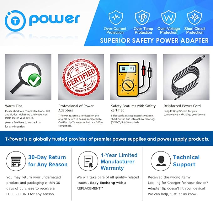 T POWER 15V UL Charger for Turtlebox Gen 2 & Gen 3 Bluetooth Speakers Model: GS-P150300E454A, 2A28W-TURTLEBOXG2, 27733-TURTLEBOXG2 Replacement AC Adapter Power Supply Cord