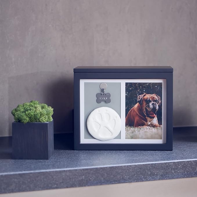 Chasing Tails Pet Urns for Dogs Ashes Keepsake - Memorial Dog Urns for Ashes Personalized, Cat Urns for Ashes, pet urns for Dogs Ashes Small - Includes Pet Paw Print Kit, Picture Frame and Photo Book
