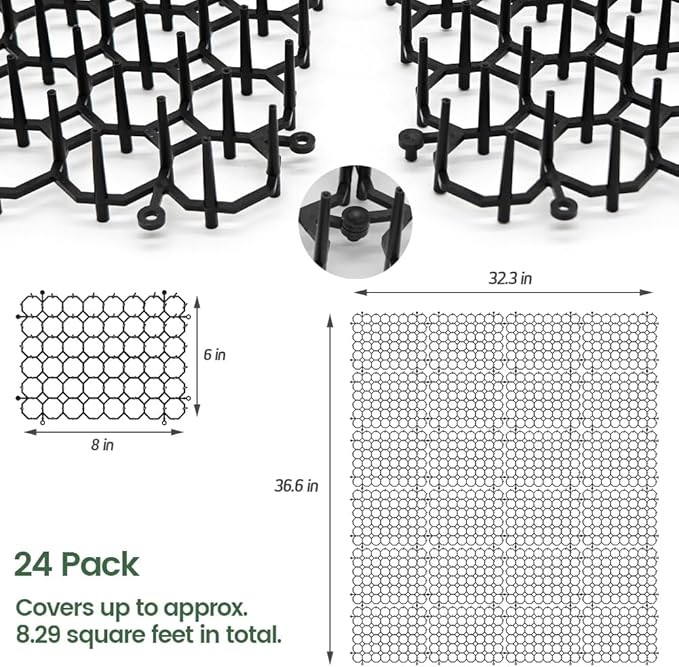 Ley's 24 Pack Cat Deterrent Mat, 6 x 8 in Scat Mat with Spikes, Keep Cats Away from Plants, Indoor Furniture & Outdoor Garden Fence – Pet Repellent Barrier